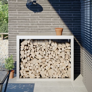 Rastel pentru lemne de foc, alb, 100x40x80 cm, oțel - Img 1