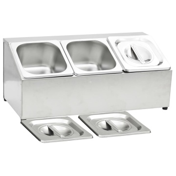 Recipient Gastronorm cu 3 secțiuni GN 1/6 oțel inoxidabil - Img 5