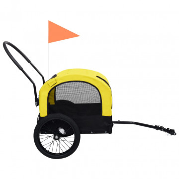 Remorcă bicicletă & cărucior 2-în-1 animale, galben și negru - Img 4