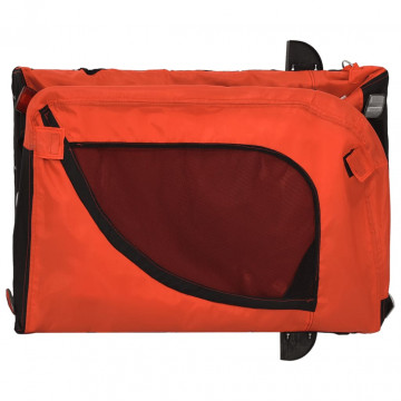 Remorcă de bicicletă câini portocaliu&negru textil oxford&fier - Img 7