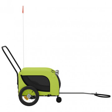 Remorcă de bicicletă câini verde&negru textil oxford&fier - Img 8