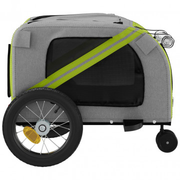 Remorcă de bicicletă câini verde&negru textil oxford&fier - Img 6