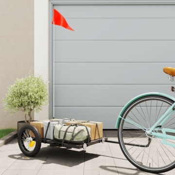 Remorcă de bicicletă, negru, 122x53x28 cm, fier - Img 1