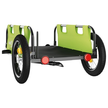 Remorcă de bicicletă, verde, textil oxford și fier - Img 6