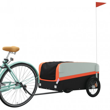 Remorcă de marfă pentru biciclete negru/portocaliu 45 kg fier - Img 3