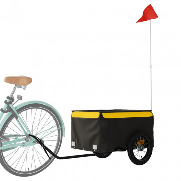 Remorcă de marfă pentru biciclete, negru și galben, 30 kg, fier - Img 3