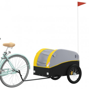Remorcă de marfă pentru biciclete, negru și galben, 45 kg, fier - Img 3