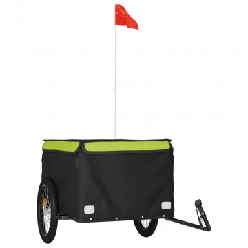 Remorcă de marfă pentru biciclete, negru & verde, 45 kg, fier - Img 2
