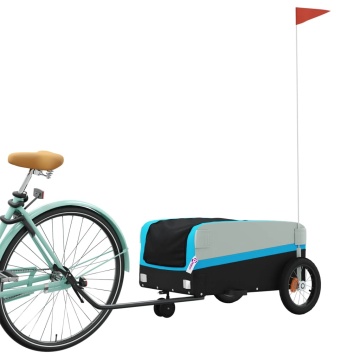 Remorcă pentru biciclete, negru și albastru, 30 kg, fier - Img 3
