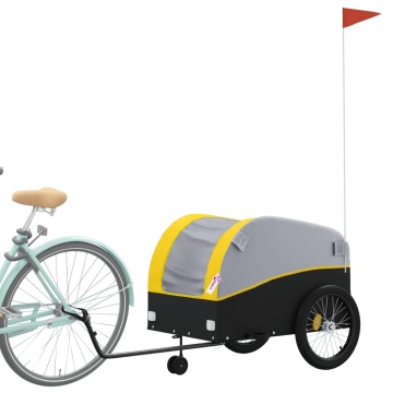 Remorcă pentru biciclete, negru și galben, 45 kg, fier - Img 3