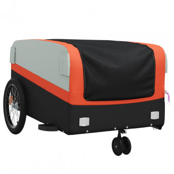 Remorcă pentru biciclete, negru și portocaliu, 45 kg, fier - Img 4