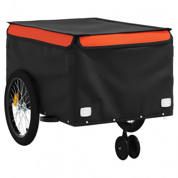 Remorcă pentru biciclete, negru și portocaliu, 45 kg, fier - Img 4
