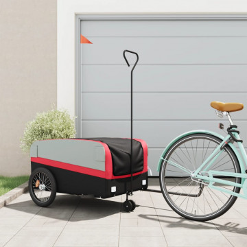 Remorcă pentru biciclete, negru și roșu, 45 kg, fier - Img 1