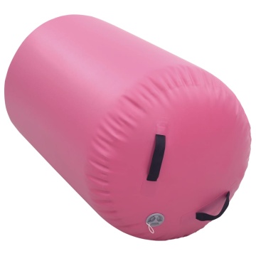 Rulou de gimnastică gonflabil cu pompă, roz, 100 x 60 cm, PVC - Img 3