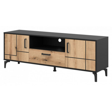 S-LINE SL01 Suport TV 2D1S BLACK/OAK EVOKE - Img 1