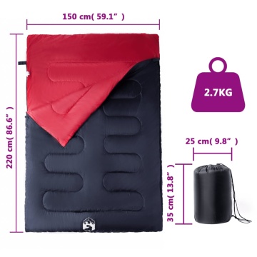 Sac de dormit dublu cu perne de camping, adulți, 3-4 anotimpuri - Img 5