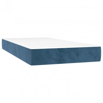 Saltea de pat cu arcuri, albastru închis, 90x200x20 cm, catifea - Img 2