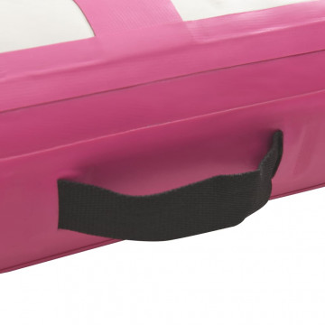 Saltea gimnastică gonflabilă cu pompă roz 600x100x20 cm PVC - Img 7