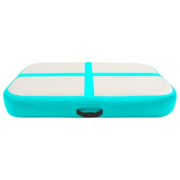 Saltea gimnastică gonflabilă cu pompă verde 60x100x10 cm PVC - Img 3