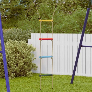 Scară din funie pentru copii cu 4 trepte, multicolor - Img 1