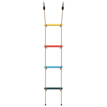 Scară din funie pentru copii cu 4 trepte, multicolor - Img 4