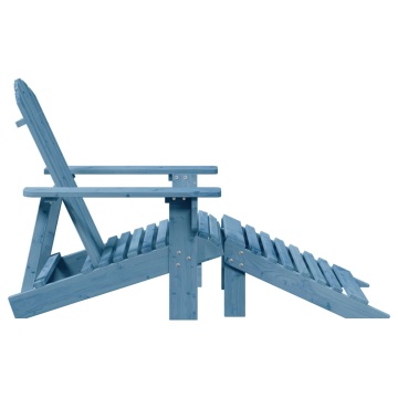 Scaun Adirondack cu taburet, albastru, lemn masiv de brad - Img 5