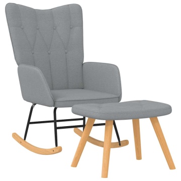 Scaun balansoar cu taburet, gri deschis, textil - Img 2