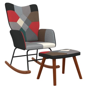 Scaun balansoar cu taburet, material textil, petice - Img 1