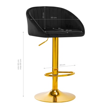 Scaun de bar QS-B16G velvet negru - Img 5