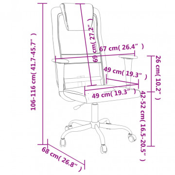 Scaun de birou, alb, plasă textilă și piele ecologică - Img 7