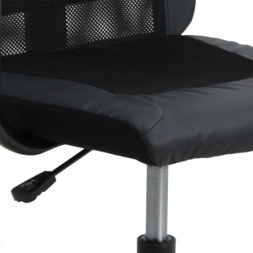 Scaun de birou, negru, plasă textilă și piele ecologică - Img 6