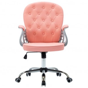 Scaun de birou rotativ, roz, piele ecologică - Img 4