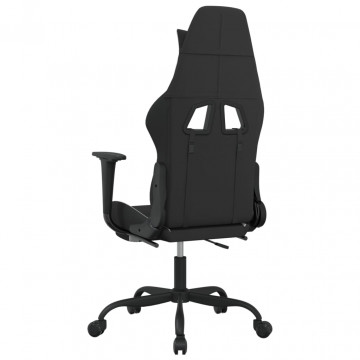 Scaun de gaming cu suport picioare, negru și alb, textil - Img 8