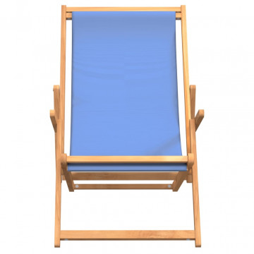 Scaun de plajă pliabil, albastru, lemn masiv de tec - Img 3