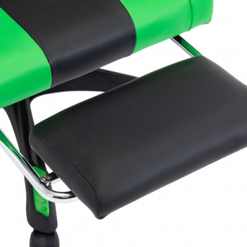 Scaun de racing suport picioare verde/negru piele ecologică - Img 4