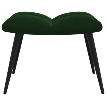 Scaun de relaxare cu taburet, verde închis, catifea - Img 6