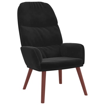 Scaun de relaxare, negru, catifea - Img 2