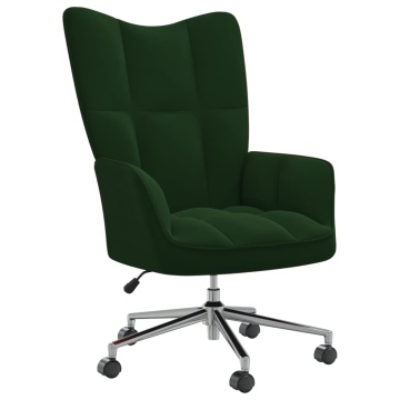 Scaun de relaxare, verde închis, catifea - Img 1