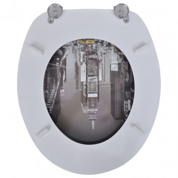 Scaun de toaletă cu capac din MDF, design din porțelan - Img 7