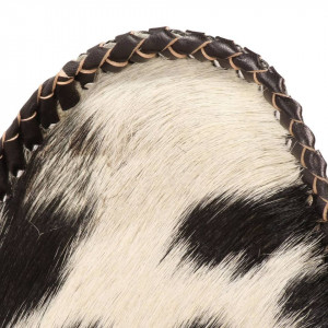 Scaun din piele naturală de capră, model fluture, negru și alb - Img 6