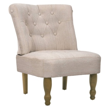 Scaun în stil franțuzesc, crem, material textil - Img 2