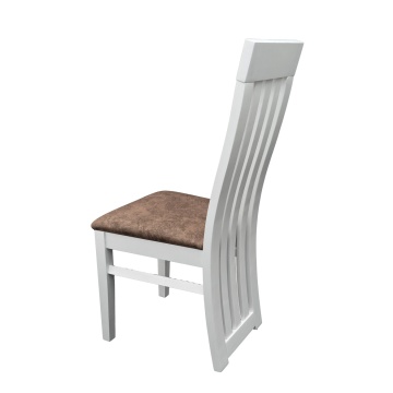 Scaun living S-104, tapitat, alb, tapiterie maro - Img 3