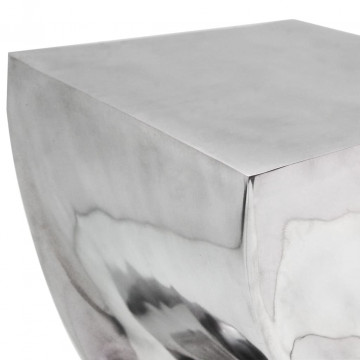 Scaun/Masă laterală cu formă răsucită, aluminiu, argintiu - Img 6
