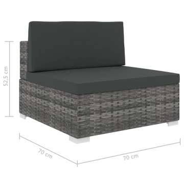 Scaun modular de mijloc, 1 buc., gri, poliratan, cu perne - Img 12