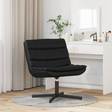 Scaun Pivotant Negru Piele sintetică, Metal Mediul Scaun Negru - Img 3