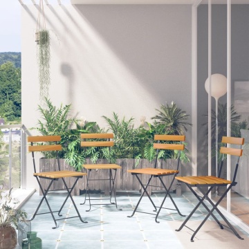 Scaune bistro pliabile, 4 buc., lemn masiv acacia - Img 1