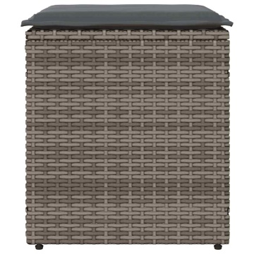 Scaune de grădină cu perne 2 buc Gri 40x40x43 cm Poly Ratan - Img 4