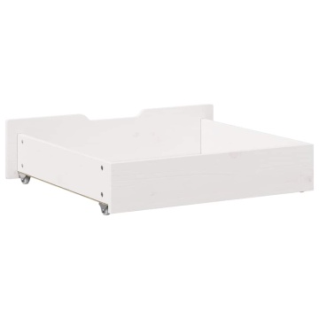 Sertare de pat, 2 buc., 75x55x16 cm, alb, lemn masiv de pin - Img 5