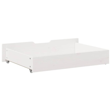 Sertare de pat, 2 buc., 85x55x16 cm, alb, lemn masiv de pin - Img 5