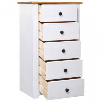 Servantă, alb, 46 x 40 x 89 cm, lemn de pin, gama Panama - Img 2